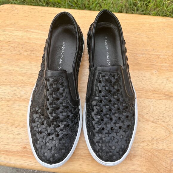 Madison Maison Black Woven Leather Slip On Sneakers Size 41 / US 10 - Picture 3 of 7